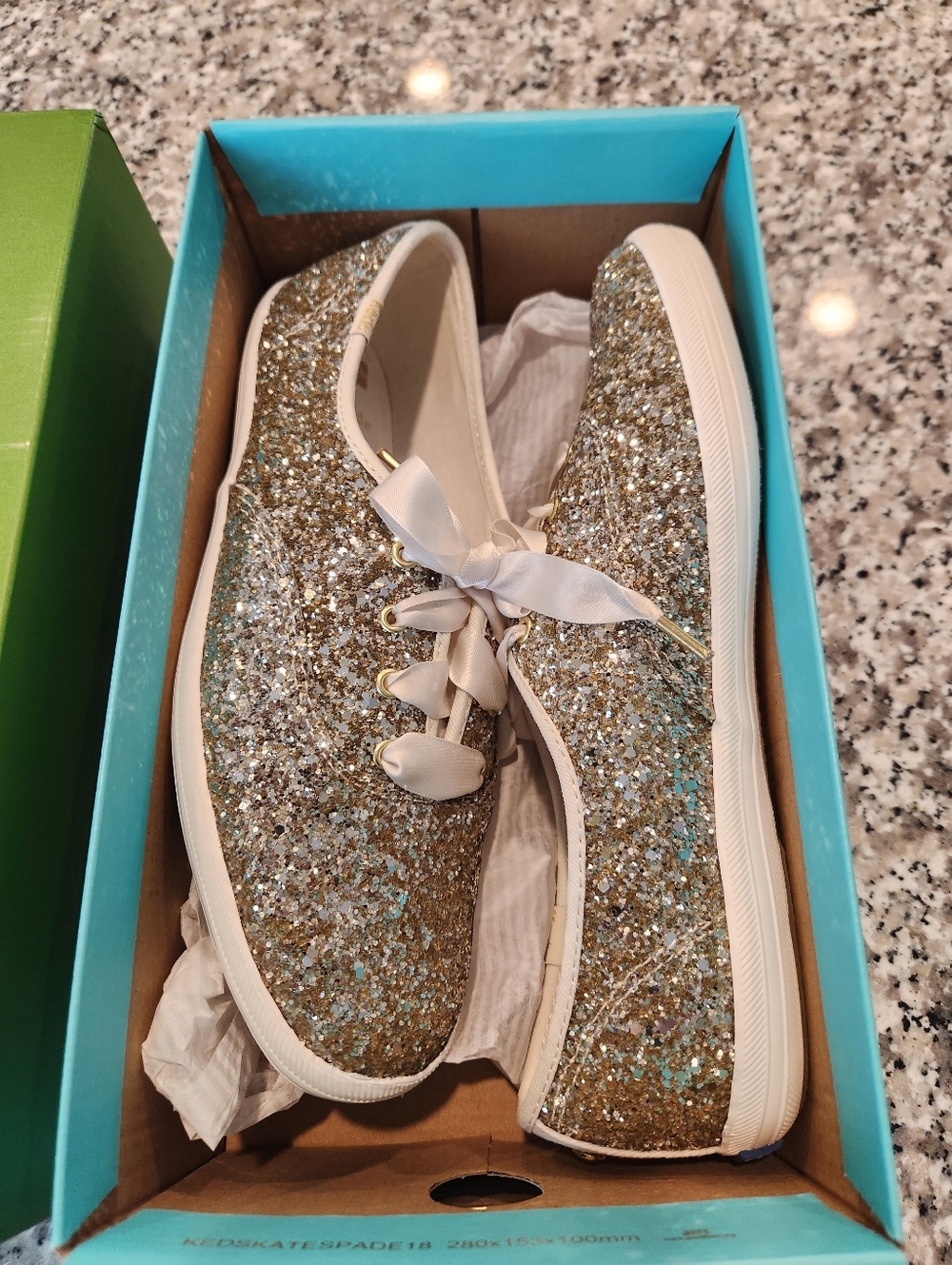 NIB Kate Spade Gold Glitter KEDS 7.5 - Picture 3 of 16